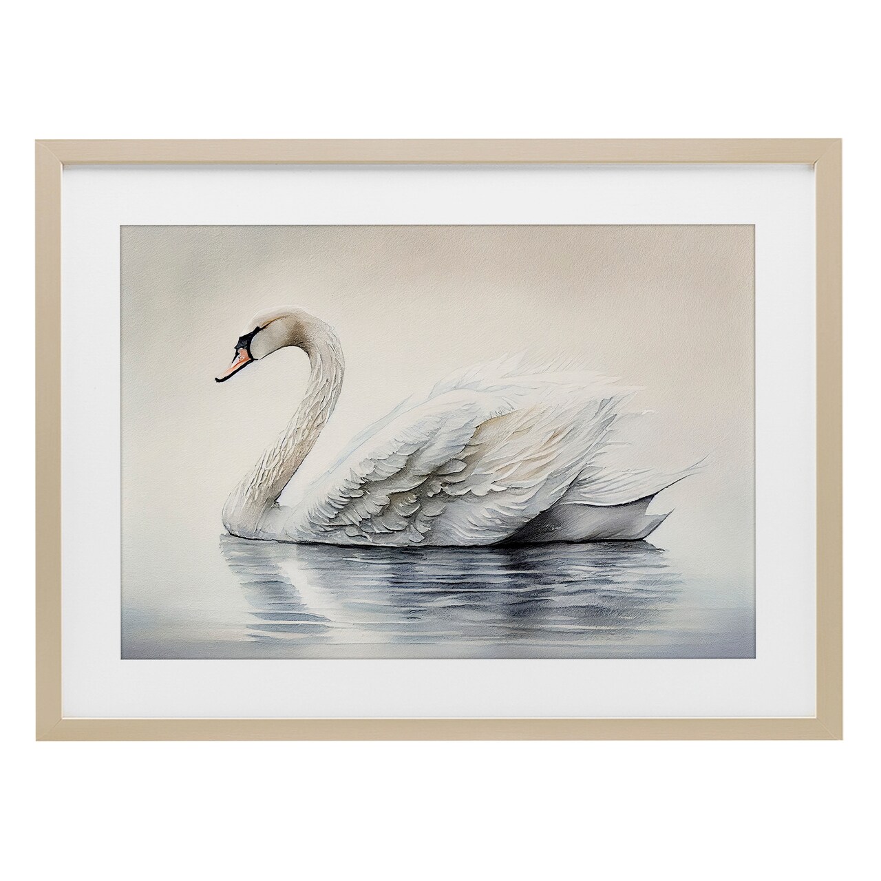 Stupell Industries Elegant Floating Swan Framed Print Under Glass, design by Sasha